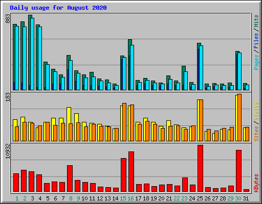 Daily usage for August 2020