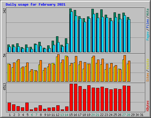 Daily usage for February 2021